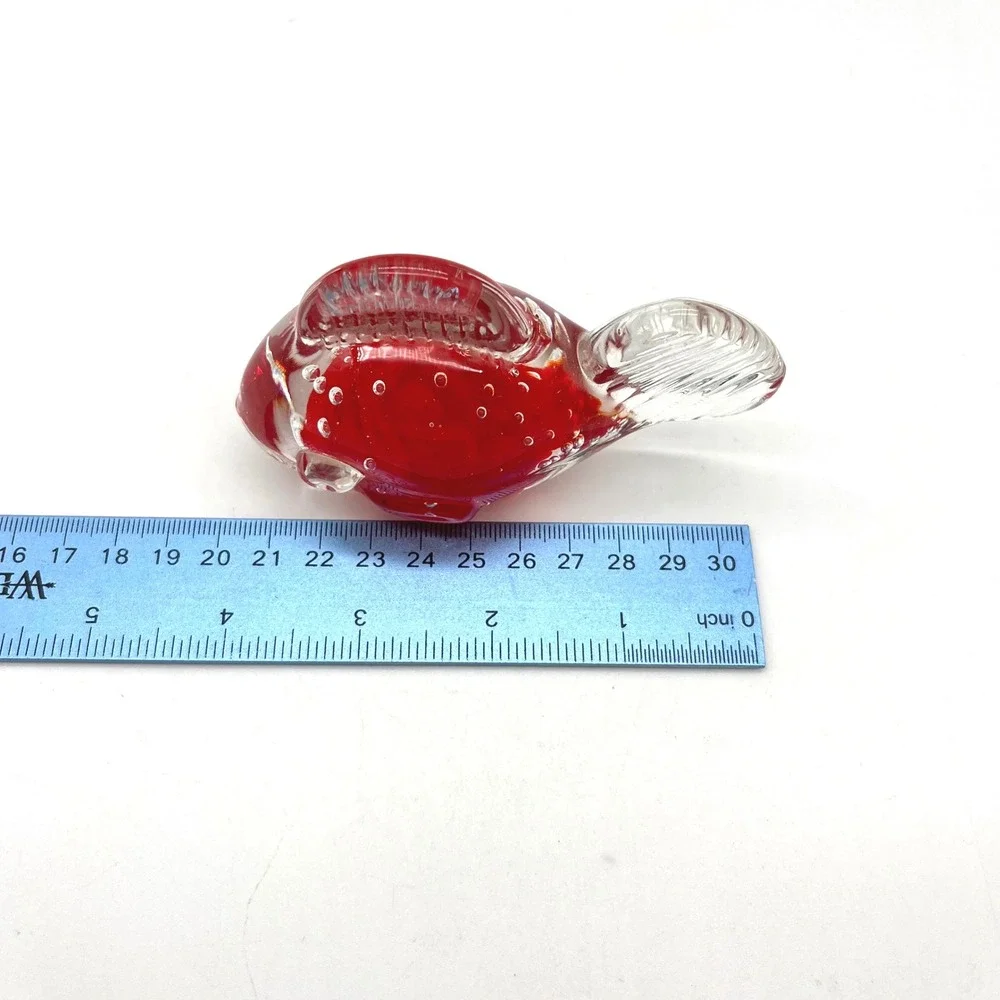 Red Glass Fish Figurine Paperweight Art Glass Blown Glass Nautical Decor‎